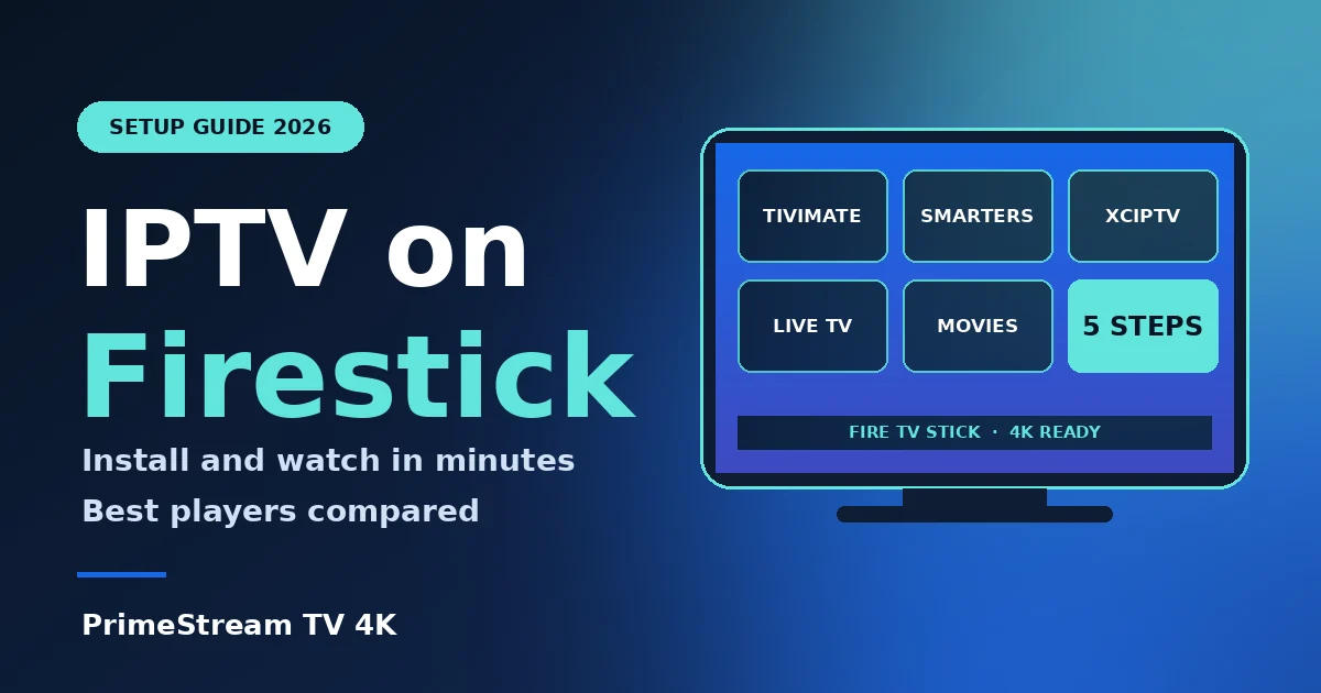 IPTV app running on a Firestick connected to a TV