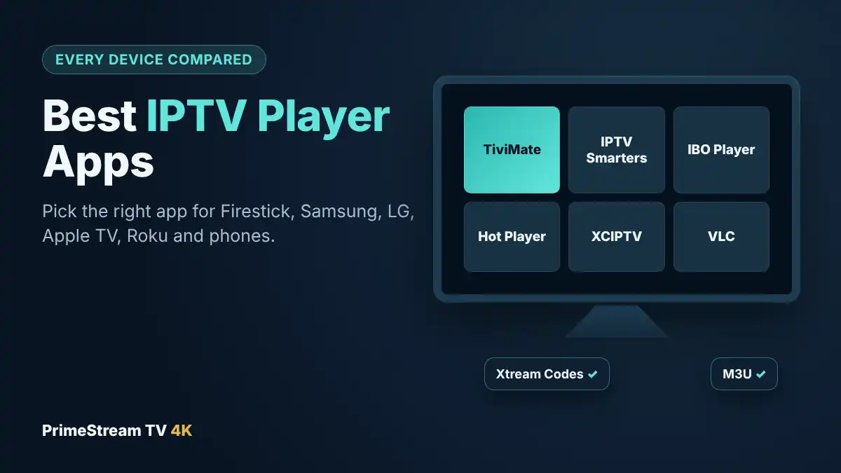 Best IPTV player apps on a TV: TiviMate, IPTV Smarters, IBO Player, Hot Player, XCIPTV and VLC